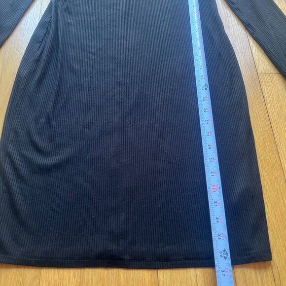 Rebecca Minkoff Size L Black Ribbed High Neck Cutout Long Sleeve Bodycon Dress - Picture 5 of 14